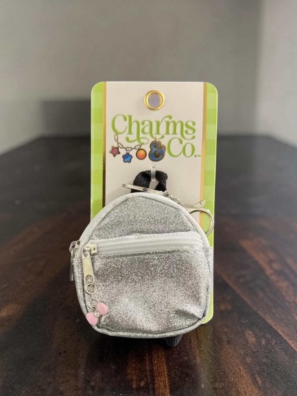 Charms & Co Silver Glitter Mini Backpack Keychain